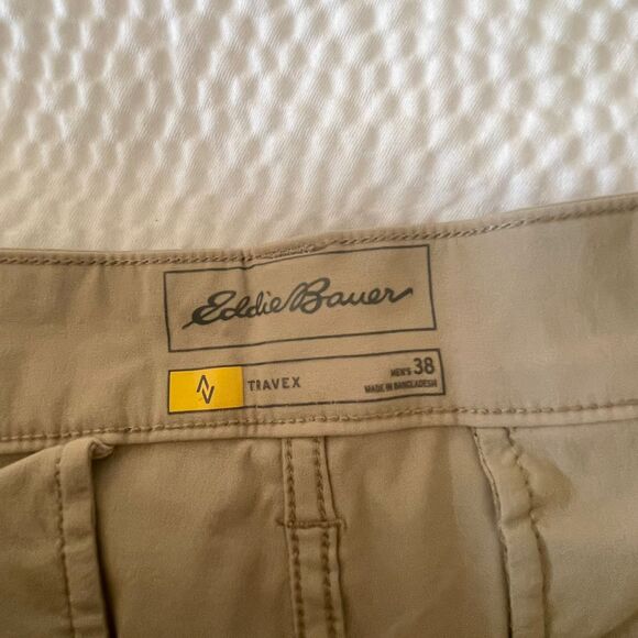 Eddie Bauer Travex Men's Tan Khaki Back Zipper Pockets Pant Shorts Size 38 - Picture 5 of 9